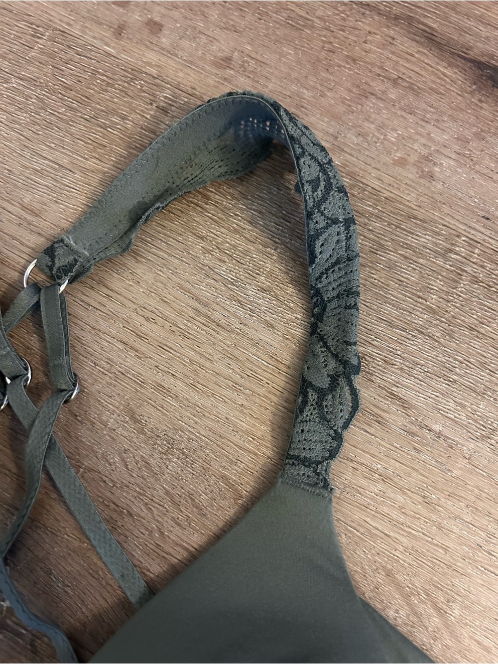 Wireless Olive Green Sunnie Wireless Bralette with Lace Straps 34B - Picture 3 of 5